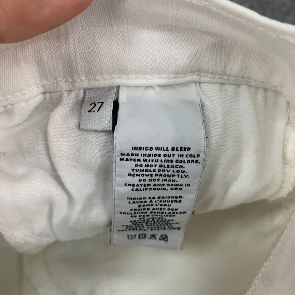 J Brand Jeans Womens 27 White Denim Cropped Raw Hem Distressed Stretch Pant - Picture 9 of 14